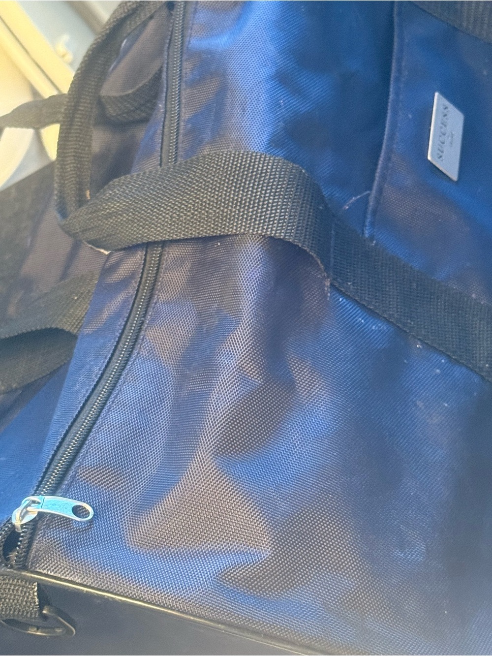 T-Bags Navy Duffel with Black Web Handles